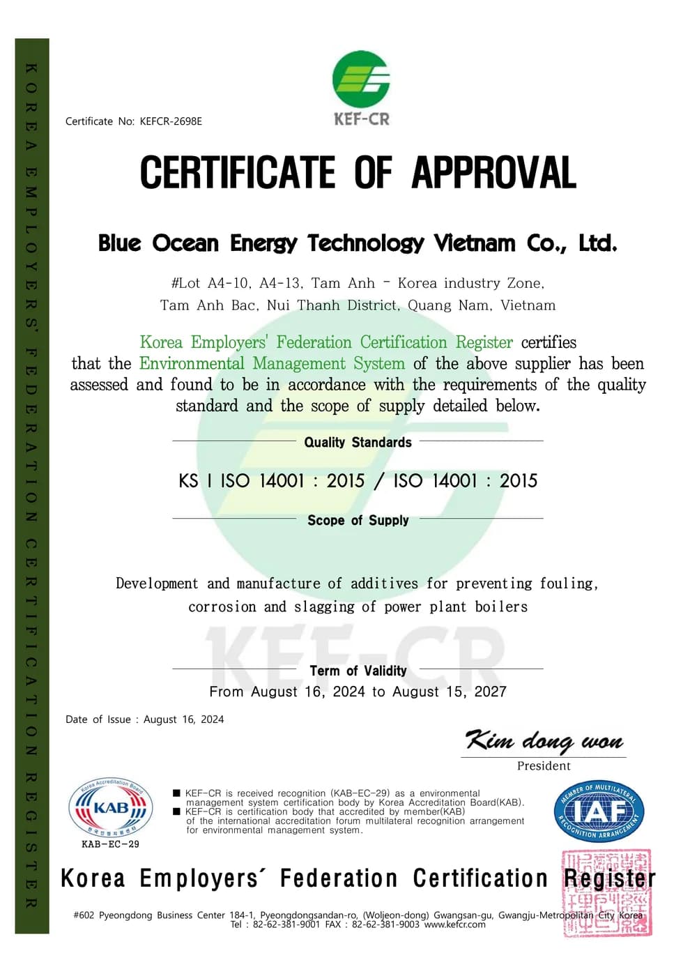 Blue Ocean Vietnam ISO 14001 (English)